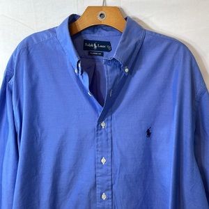 Ralph Lauren Classic Fit dark, bright blue cotton dress shirt, long sleeve